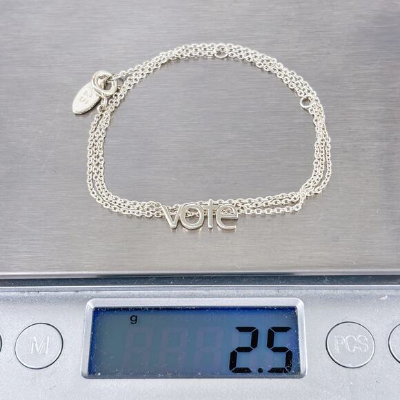 Vintage BOMA Sterling Silver 925 VOTE Chain Necklace 16", 17", 18" - Picture 6 of 6